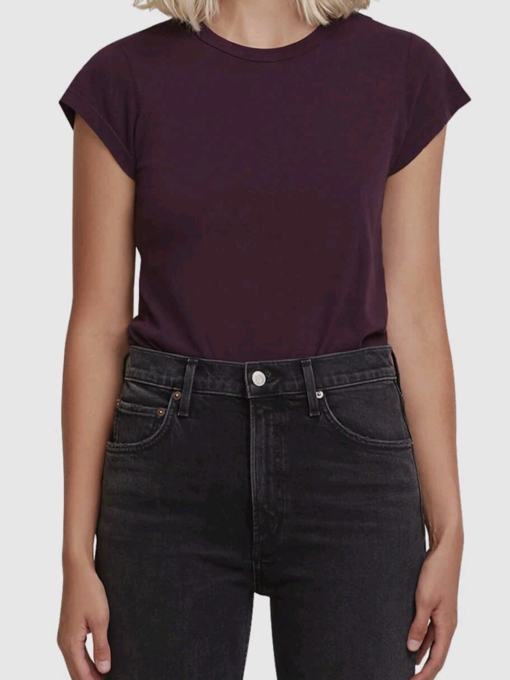 Agolde Irina Cap Sleeve Bodysuit (Raisin)